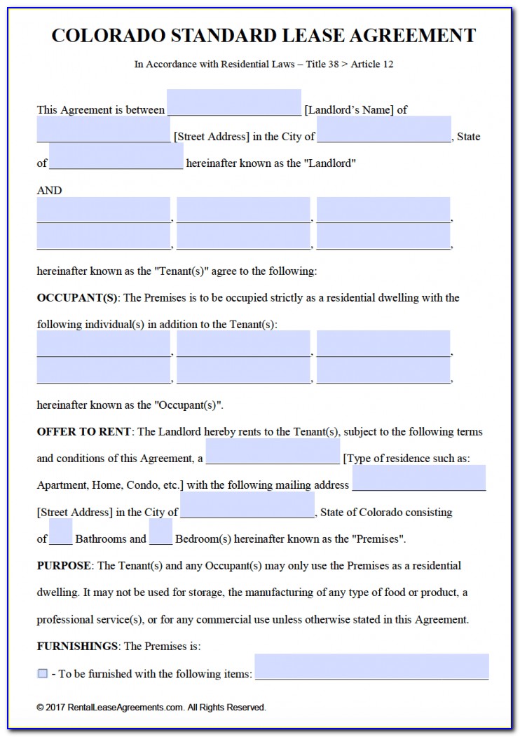 Free Colorado Residential Lease Agreement Template