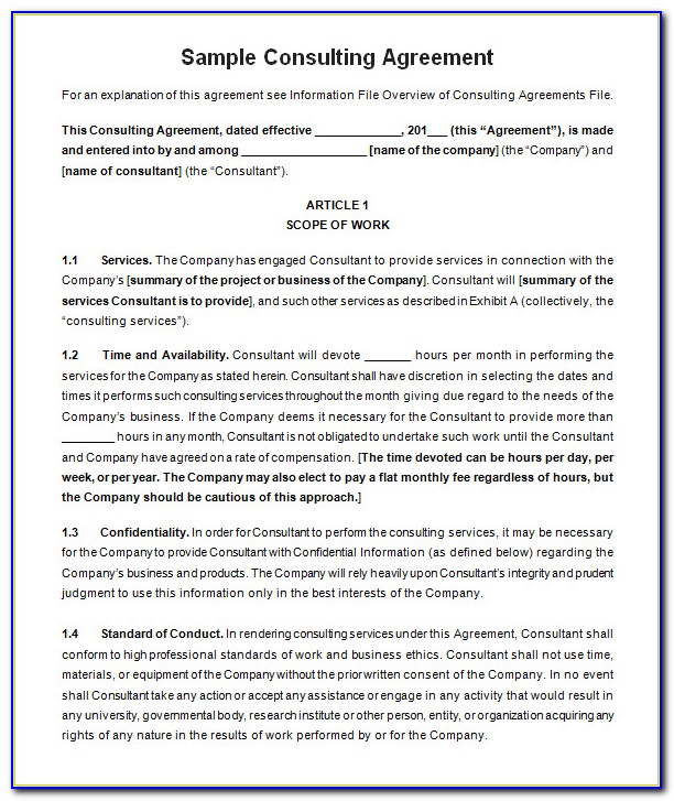 Free Consulting Agreement Template Word
