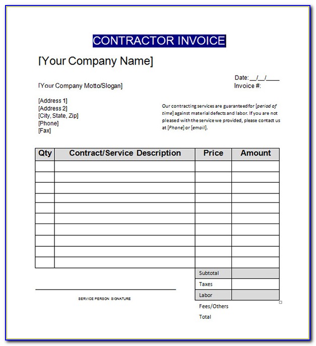 Free Contract Labor Invoice Template