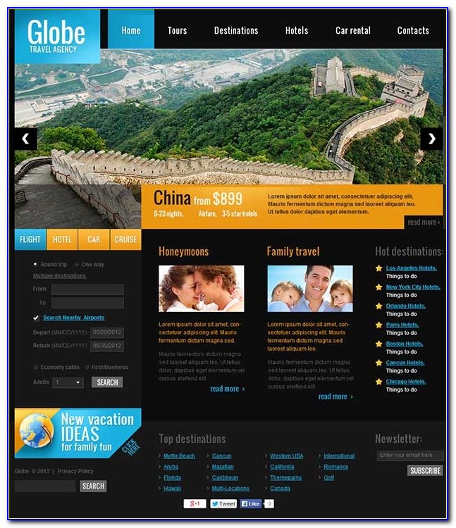 Free Css Tourism Website Templates