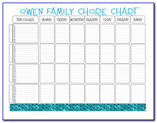 Free Customizable Chore Chart Template