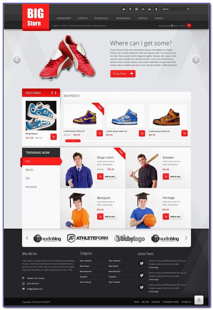 Free Ecommerce Web Template Psd