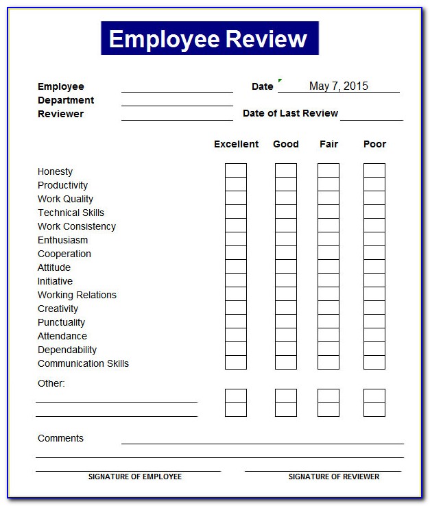 Free Employee Performance Review Template Excel