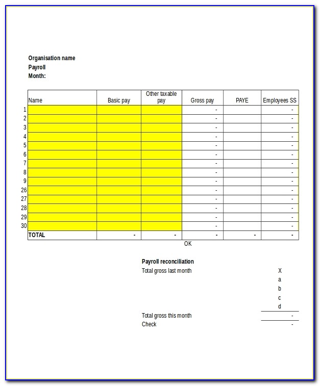 Free Excel Payroll Template Uk