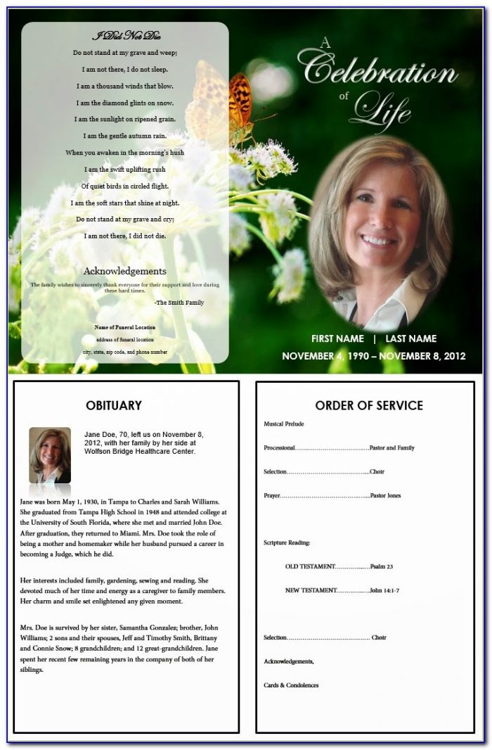 Free Funeral Program Template Download 2010