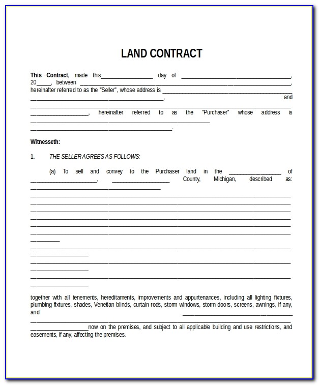 Free Land Contract Template Michigan