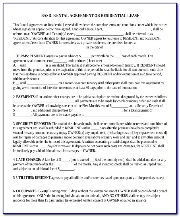 Free Lease Agreement Template Pdf