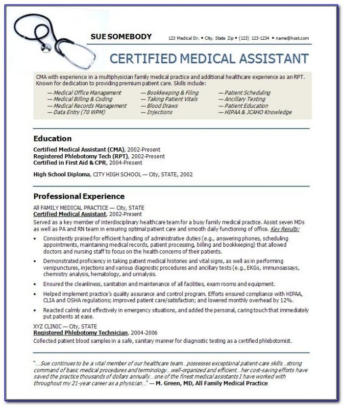 Free Medical Assistant Resume Templates