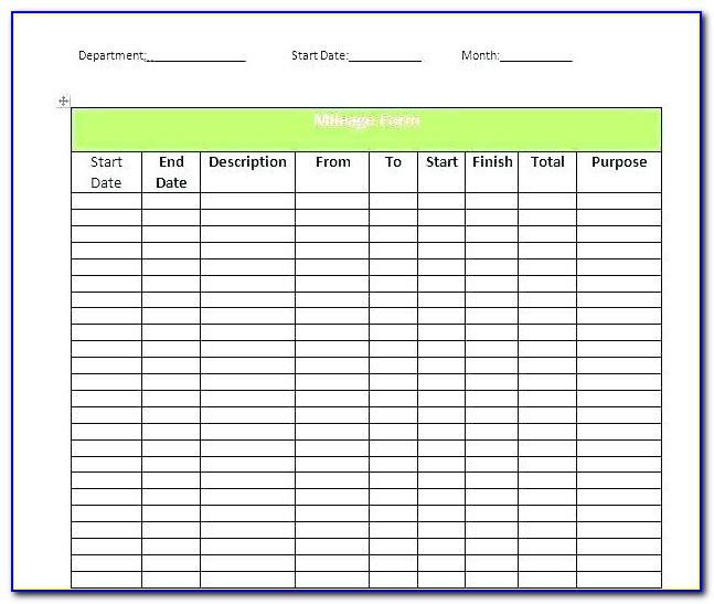 Free Mileage Log Template For Word