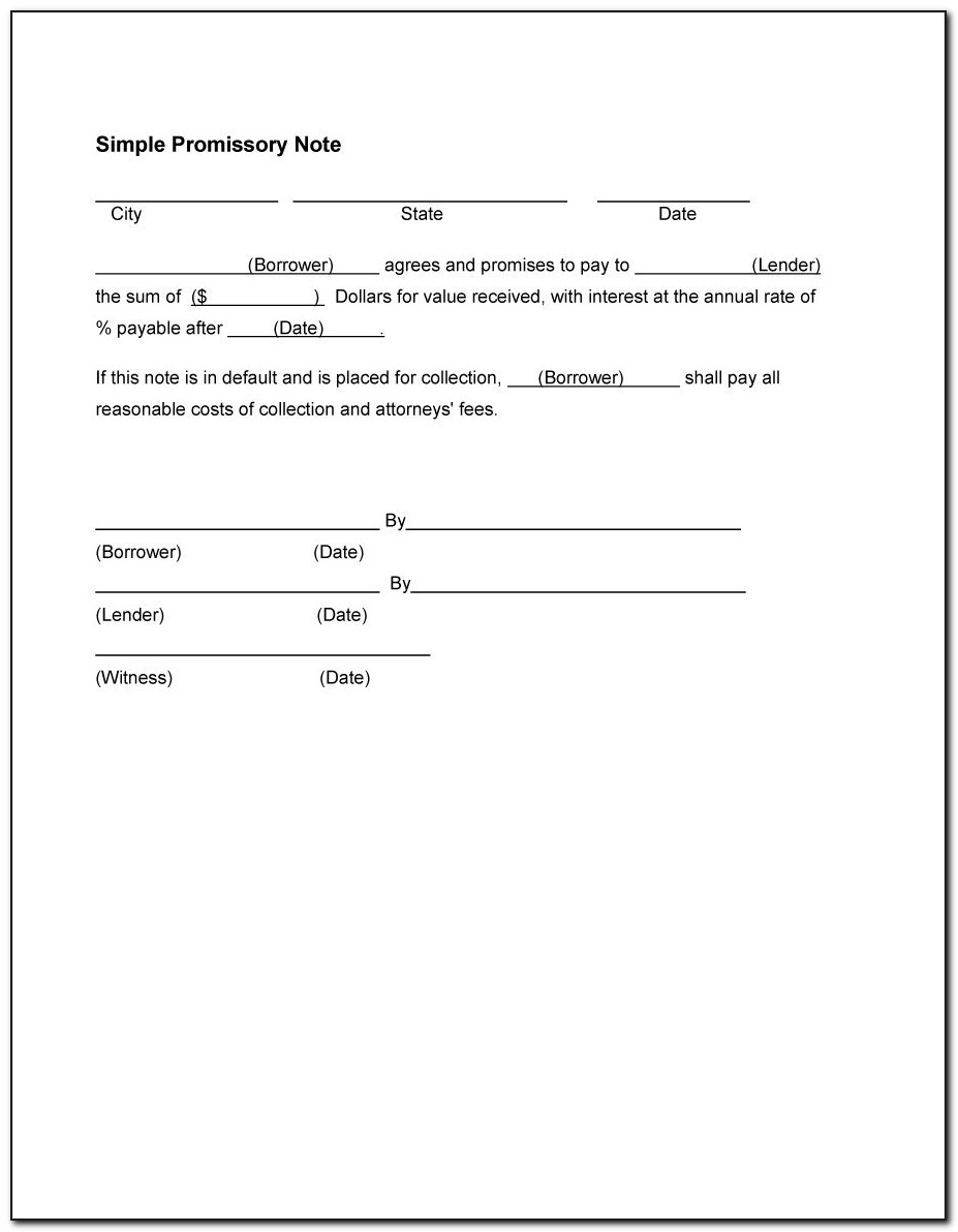 Free Personal Loan Promissory Note Form