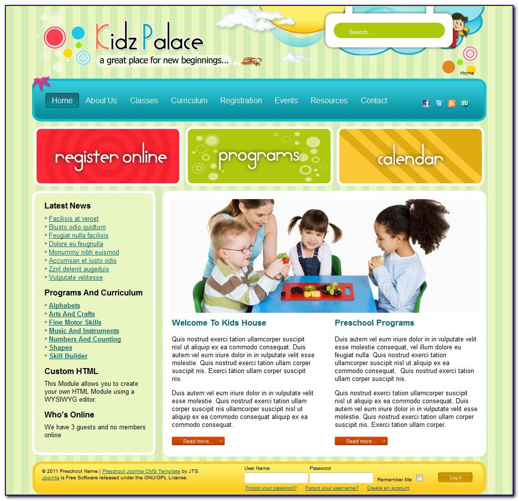 Free Preschool Website Templates Download