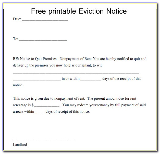 Free Printable Eviction Notice Template Indiana