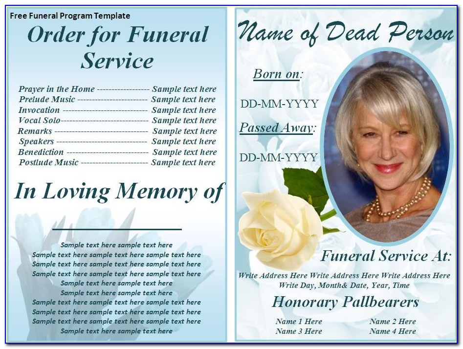 Free Printable Funeral Program Template Download