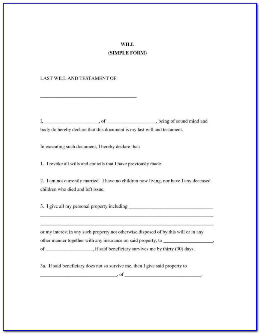 Free Printable Templates For Wills