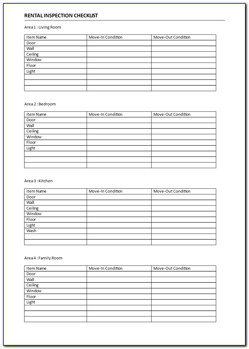 Free Rental Inspection Checklist Template