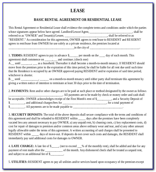 Free Residential Lease Agreement Template Ohio