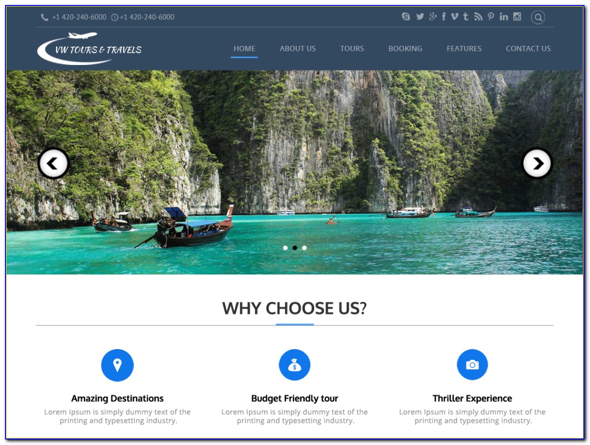 Free Responsive Tourism Website Templates