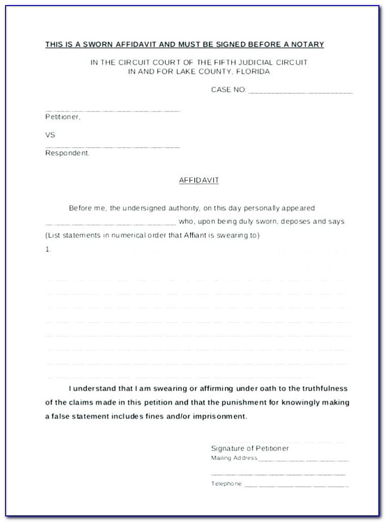 Free Sample Sworn Affidavit Form