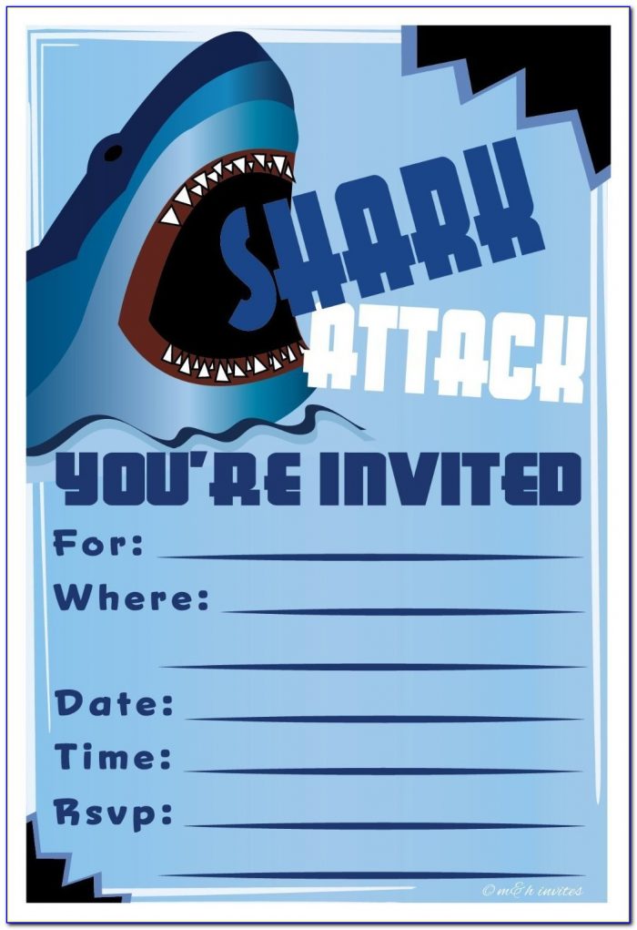 Free Shark Birthday Invitation Template