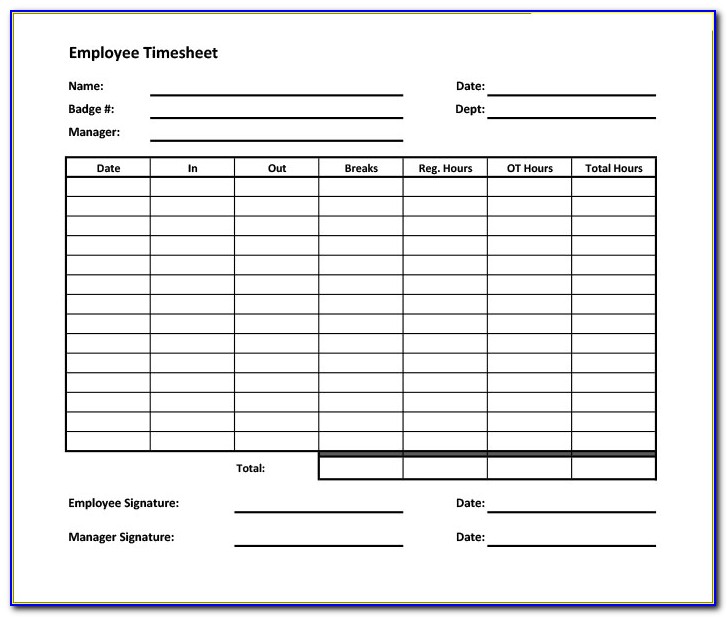 Free Templates For Timesheets