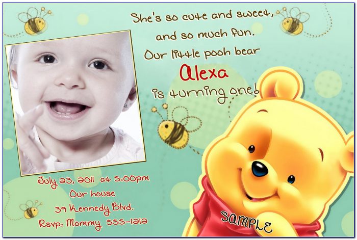 Free Winnie The Pooh 1st Birthday Invitation Templates