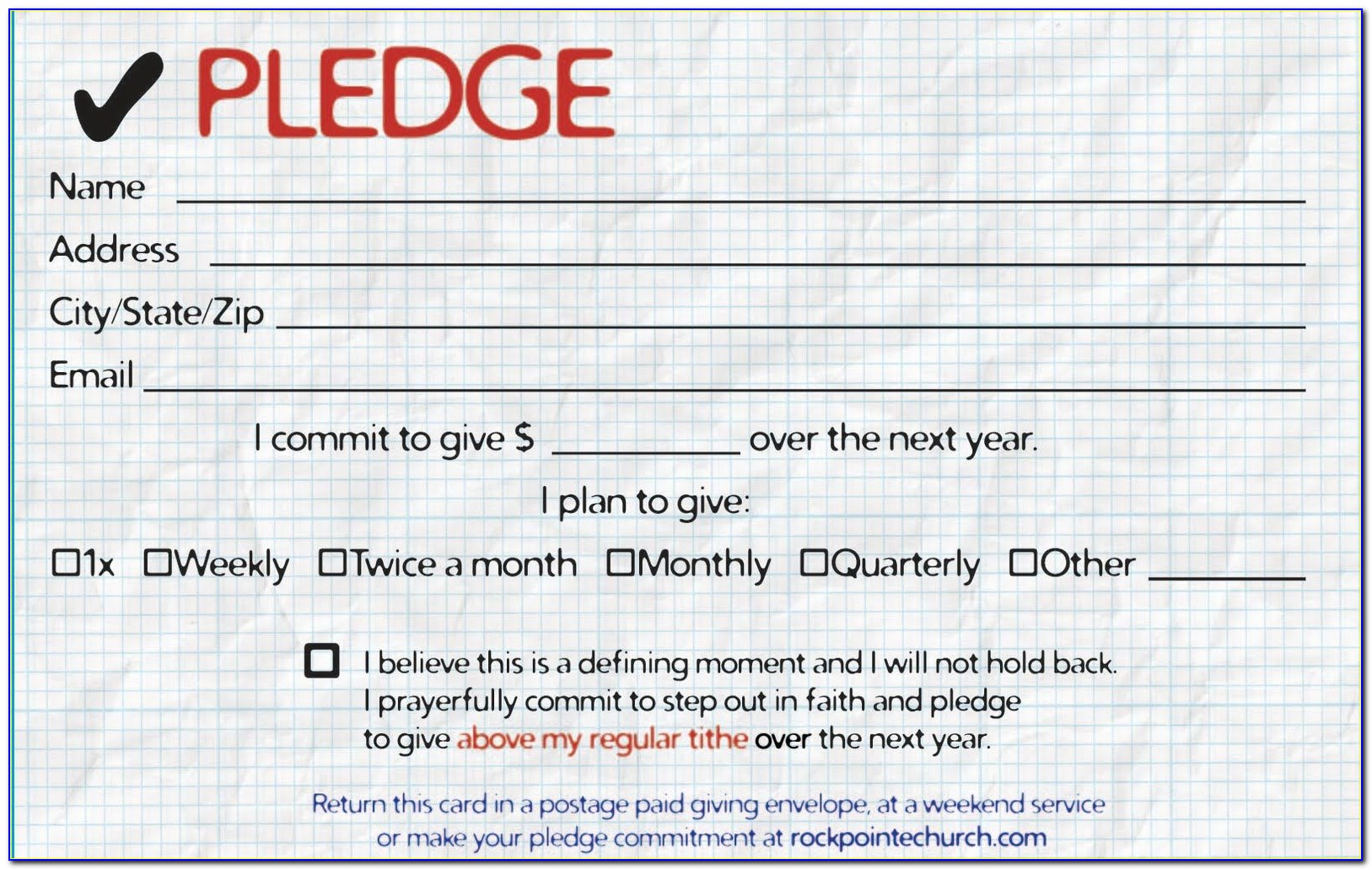 Fundraising Pledge Card Template