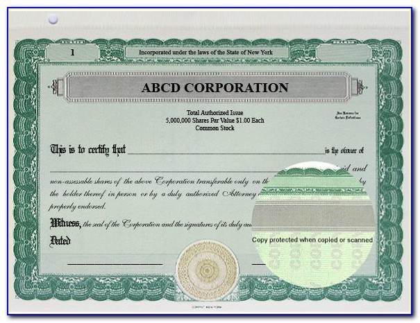 Goes Stock Certificate Forms