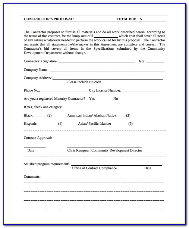 Government Contract Bid Template