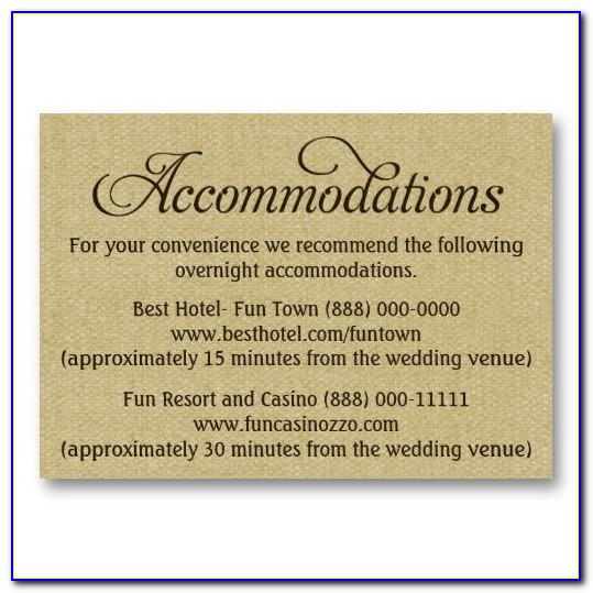 Hotel Accommodations Template For Wedding Invitations