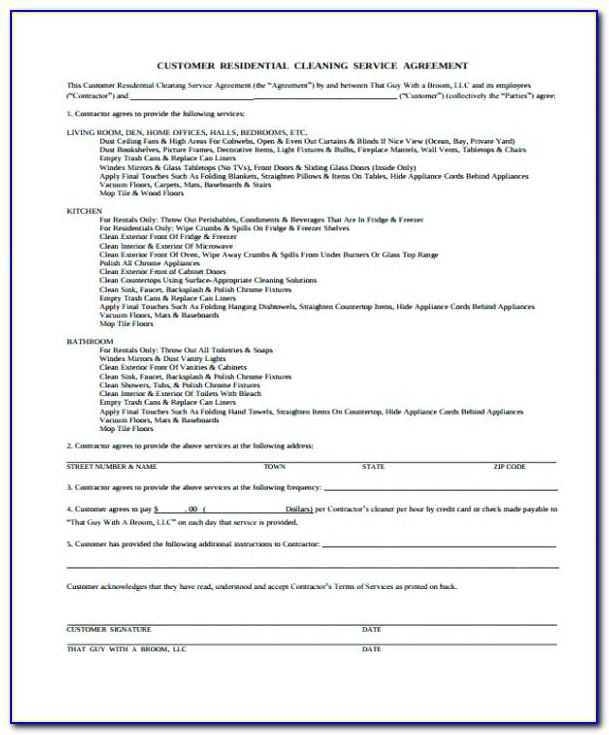 House Cleaning Contract Forms