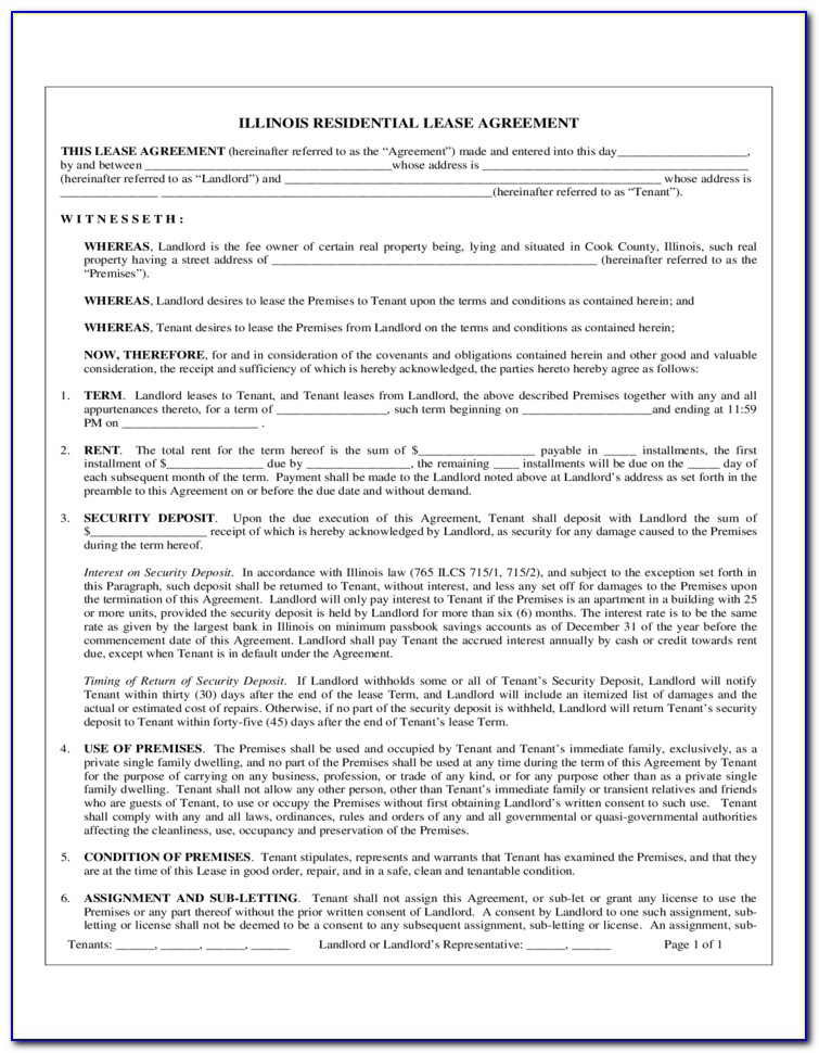 Illinois Residential Lease Agreement Form Pdf