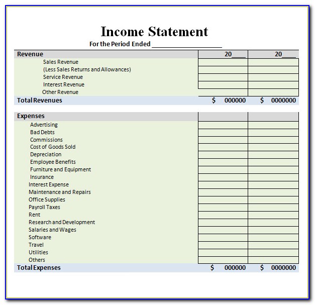Income Statement Template Free Download