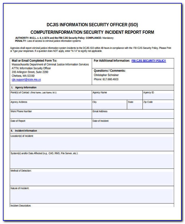 Information Security Incident Response Report Template