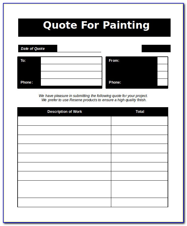 Free Painting Estimate Forms Form Resume Examples 