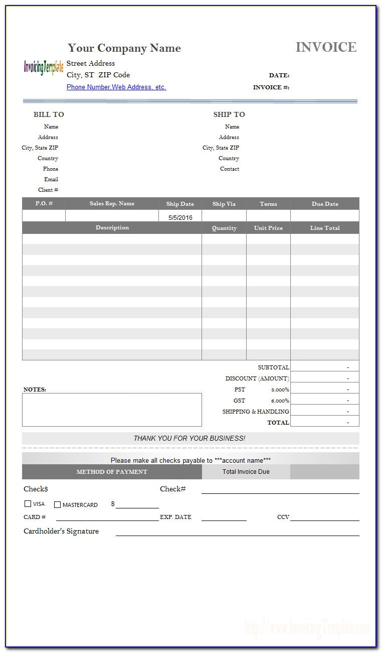 Invoice For Payment Template