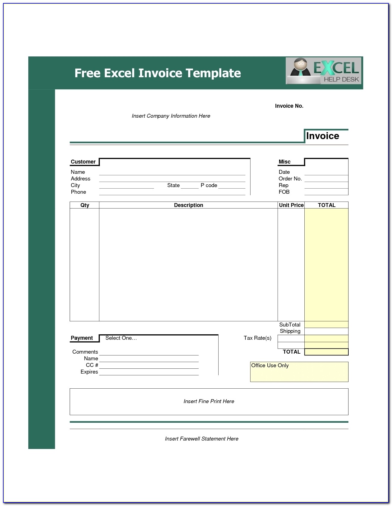 Download Invoice Template Excel Invoice Template Free 2016 Invoice