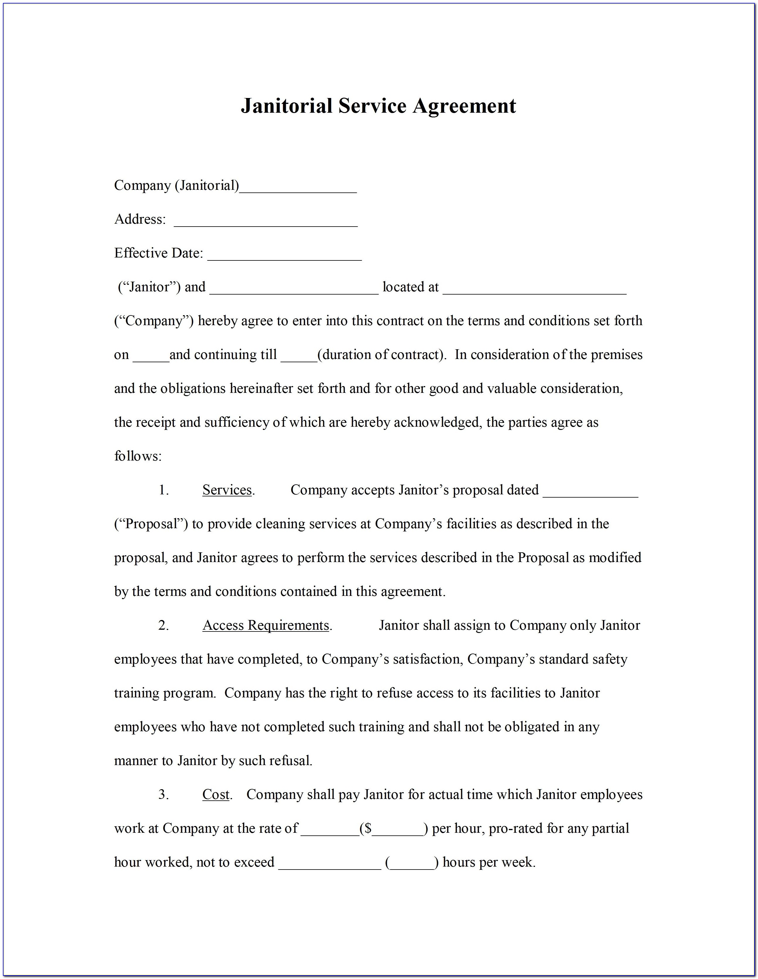 Janitorial Contracts Sample