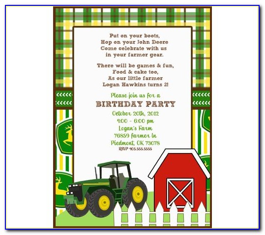 John Deere Birthday Invitation Templates Free