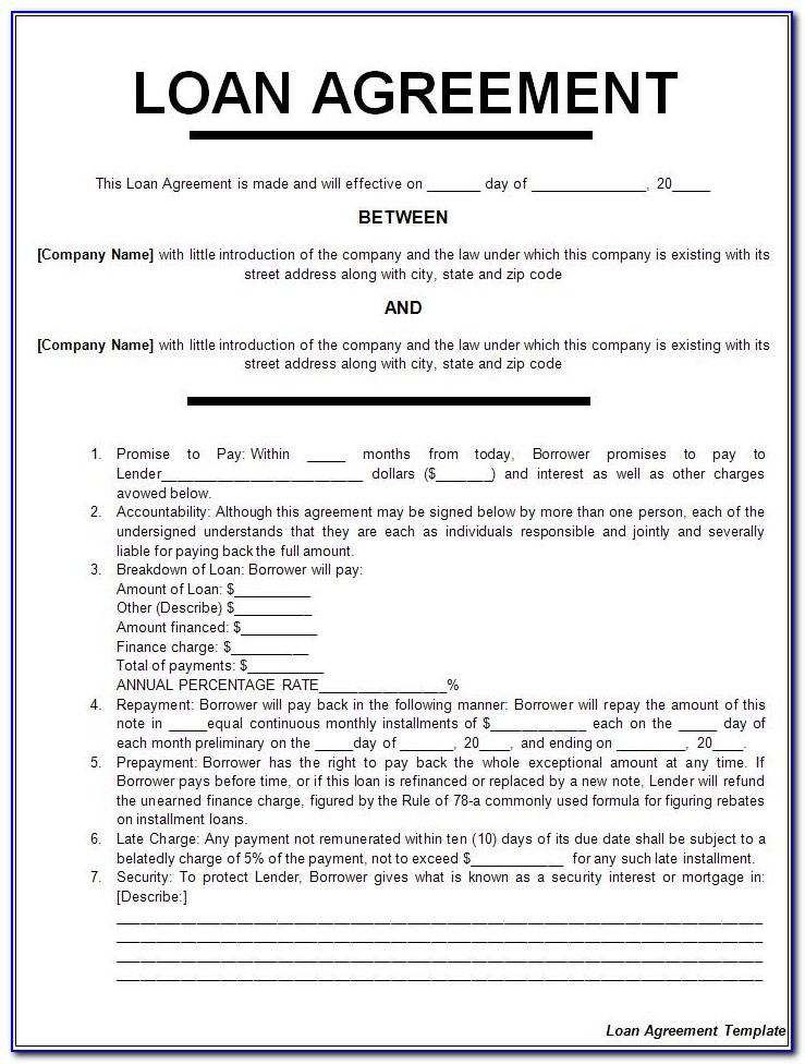 Loan Contract Template Word Free