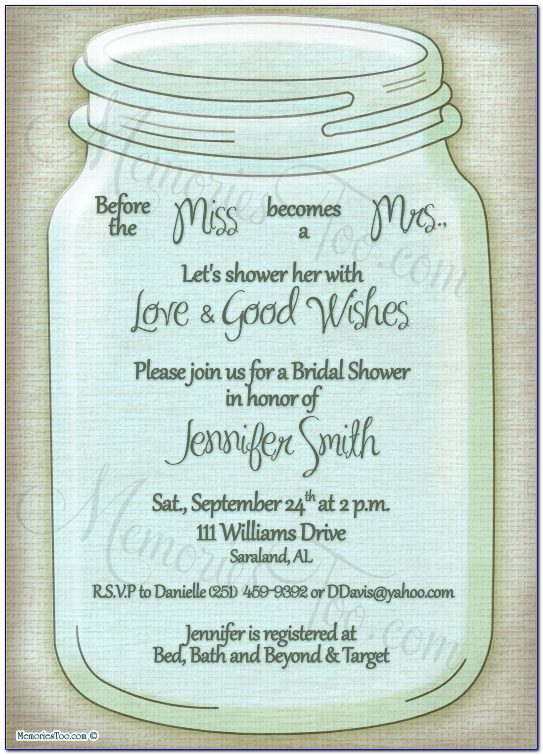 Mason Jar Wedding Invitation Template Free