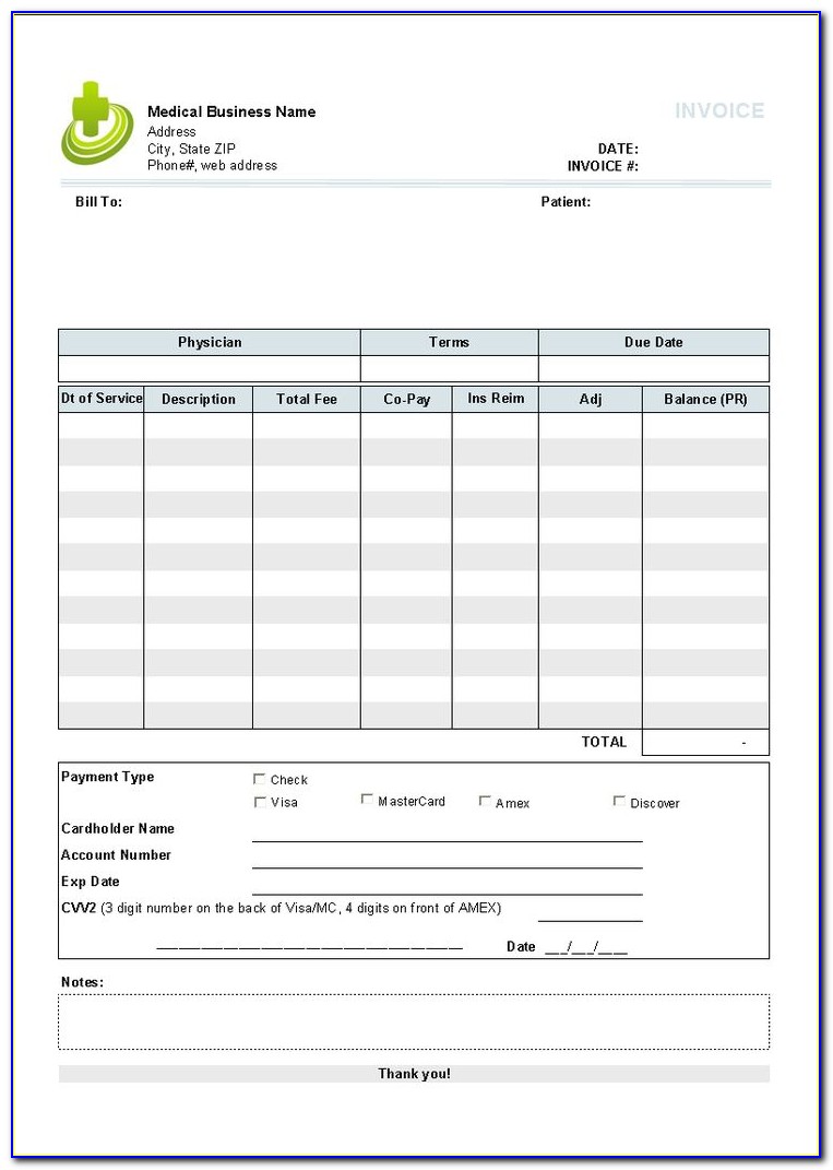 Medical Billing Invoice Template Exc