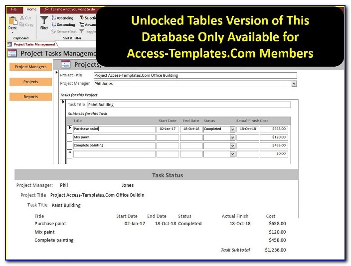 Microsoft Access Task Management Database Template Download