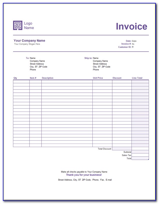 Microsoft Office Publisher Invoice Templates