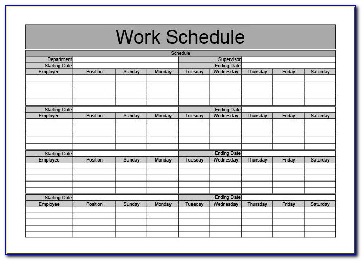 Monthly Work Schedule Template 2018