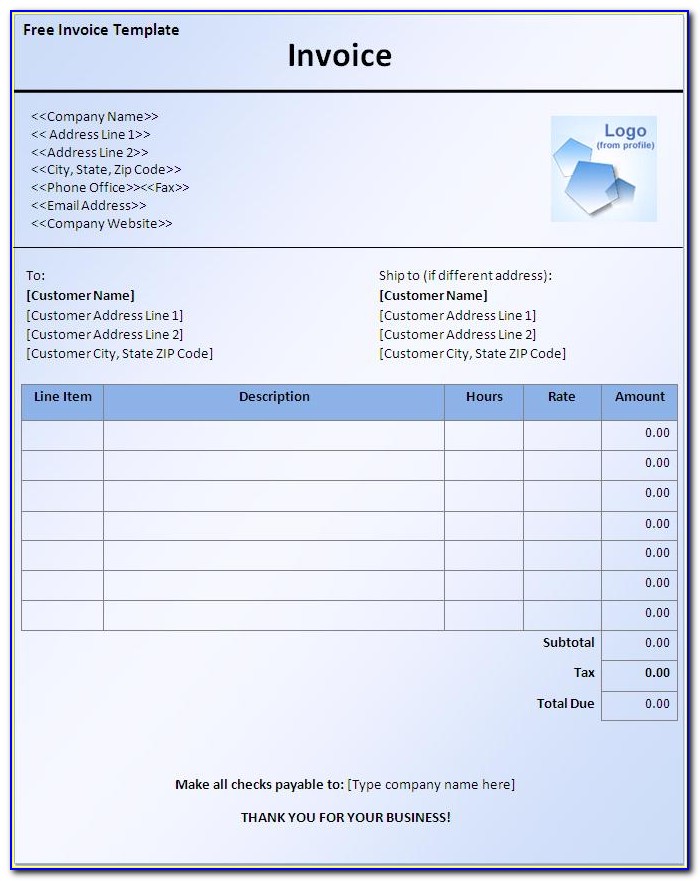 Ms Access Invoice Template Free