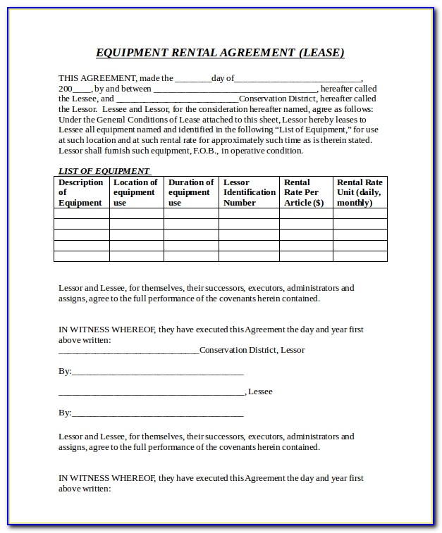 Music Equipment Rental Contract Template