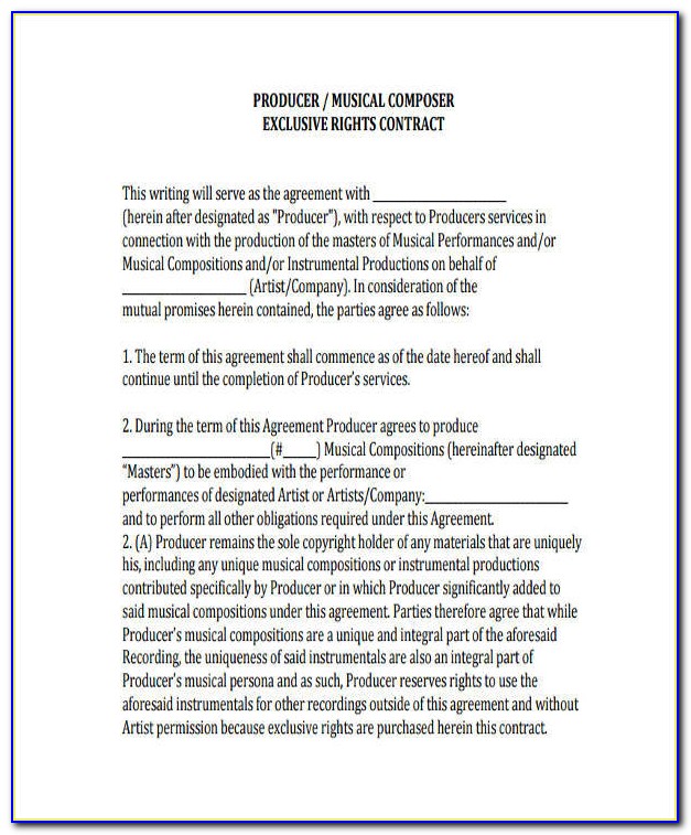 Music Executive Producer Contract Template