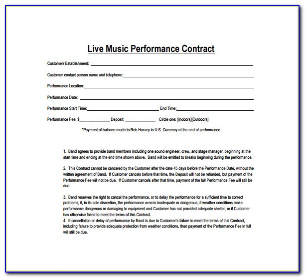 Musicians Union Contract Template