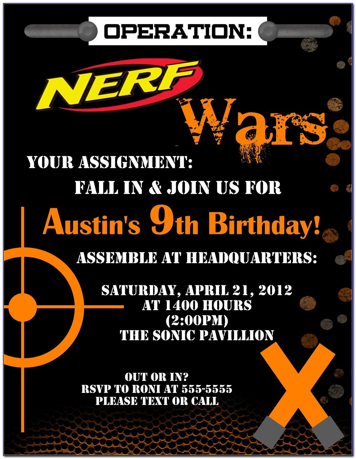 Nerf Gun Invitations Templates