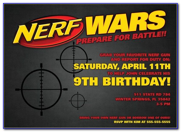 Nerf Gun Party Invitations Template Free